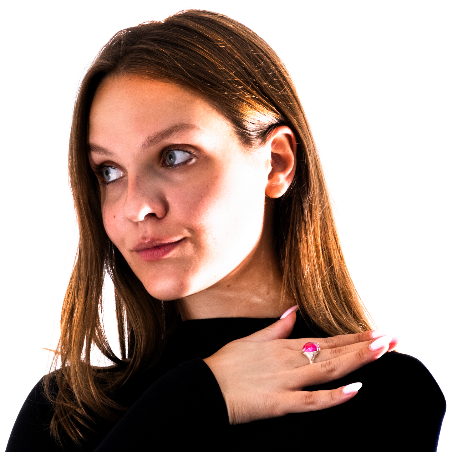 Anello con Zaffiro Rosa Naturale e Diamanti