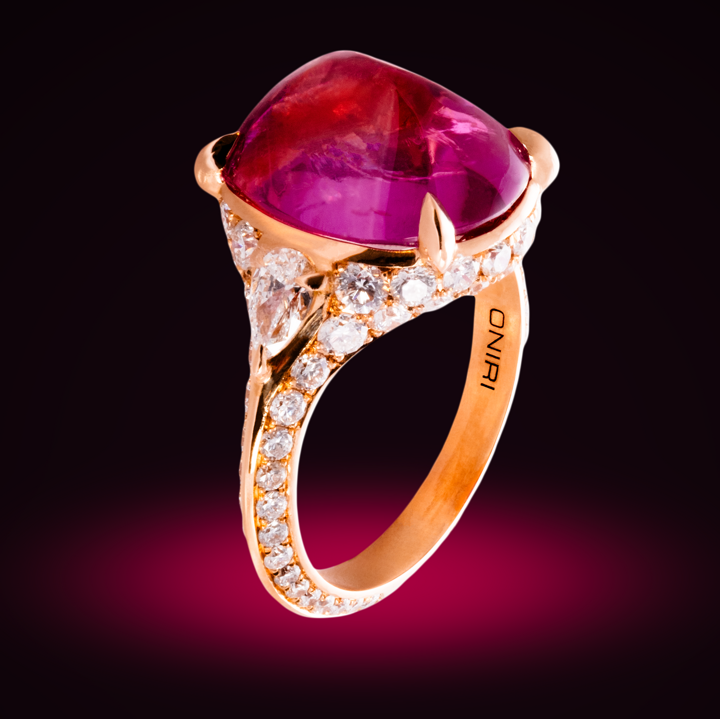 Anello con Zaffiro Rosa Naturale e Diamanti
