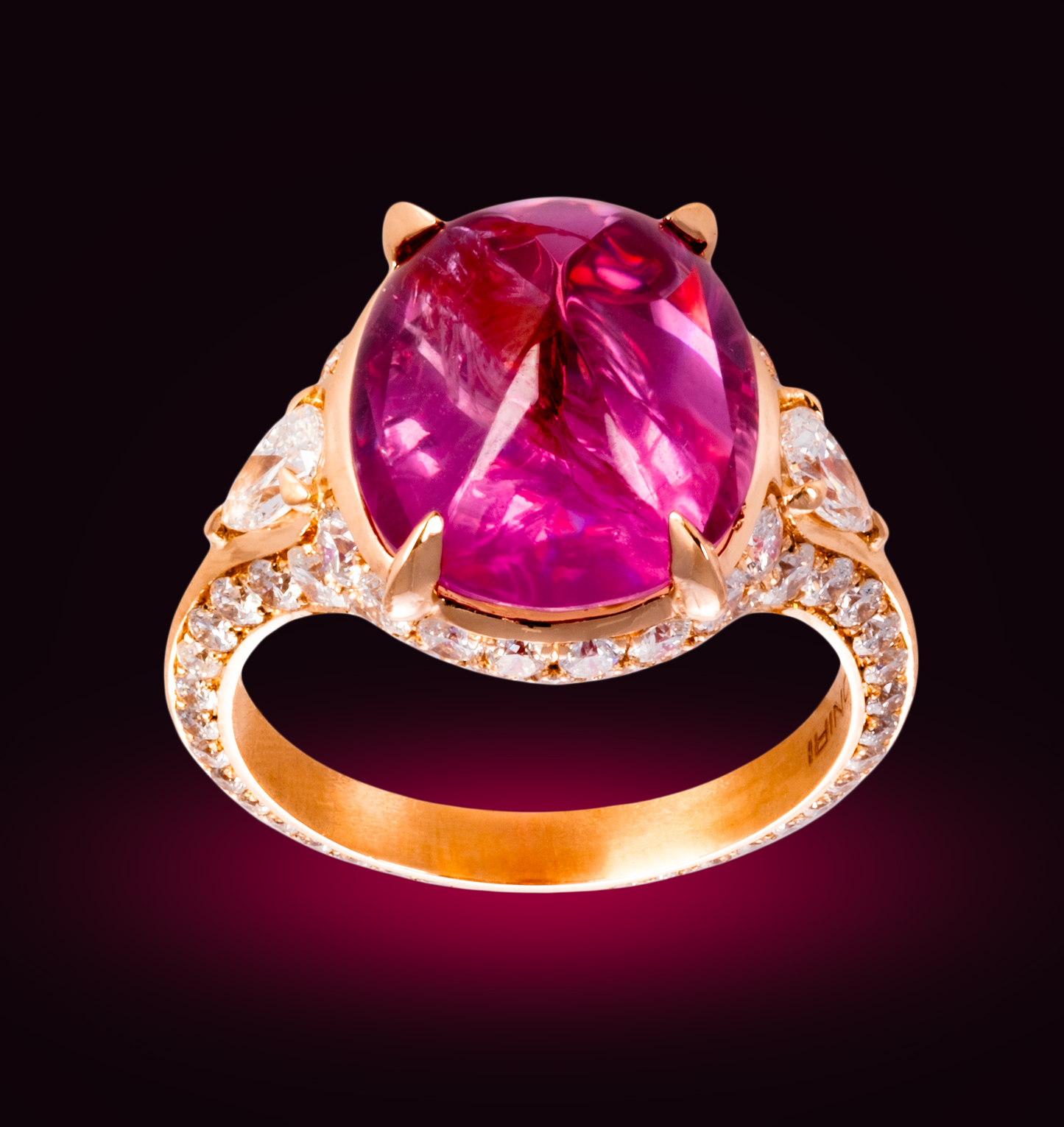 Anello con Zaffiro Rosa Naturale e Diamanti