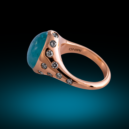 Anello con Paraiba Naturale e Diamanti